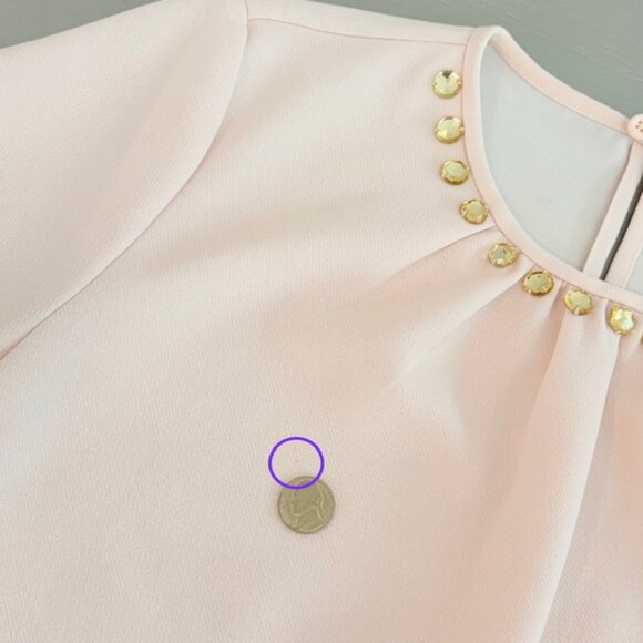 Kate Spade Womens Size 4 Small Pink Short Sleeve Embellished Jewel Neck Blouse - Picture 10 of 13